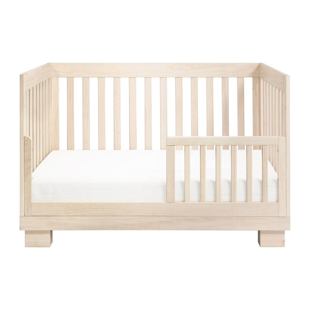 Front view of Babyletto Modo 3-in-1 Convertible Crib with Toddler Bed Conversion Kit as toddler bed in -- Color_Washed Natural