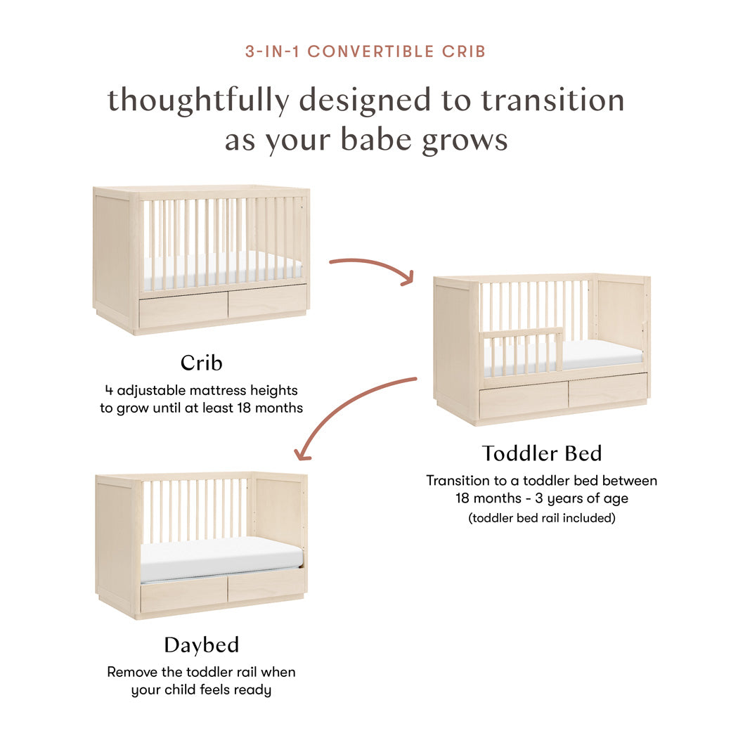 Bento 3-in-1 Convertible Storage Crib with Toddler Bed Conversion Kit