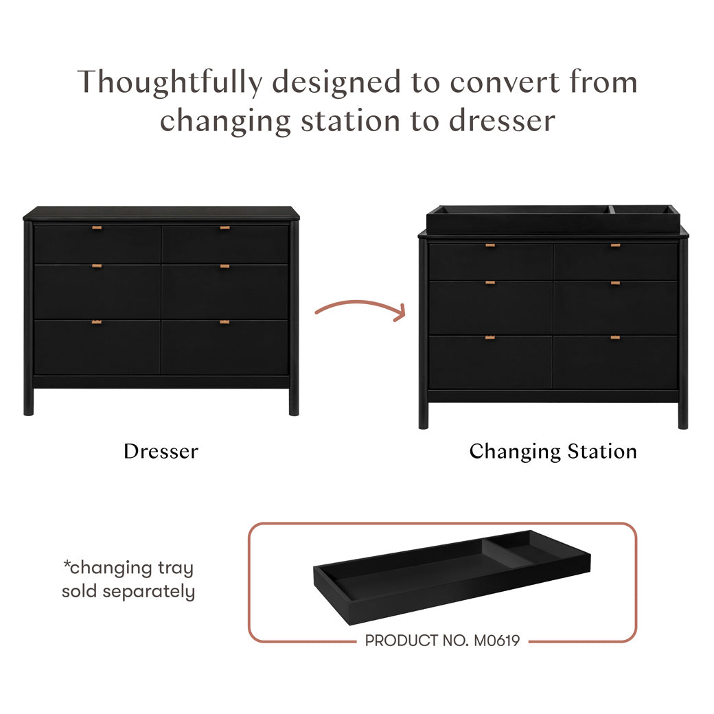 Conversion features of Babyletto Bondi 6-Drawer Dresser in -- Color_Black