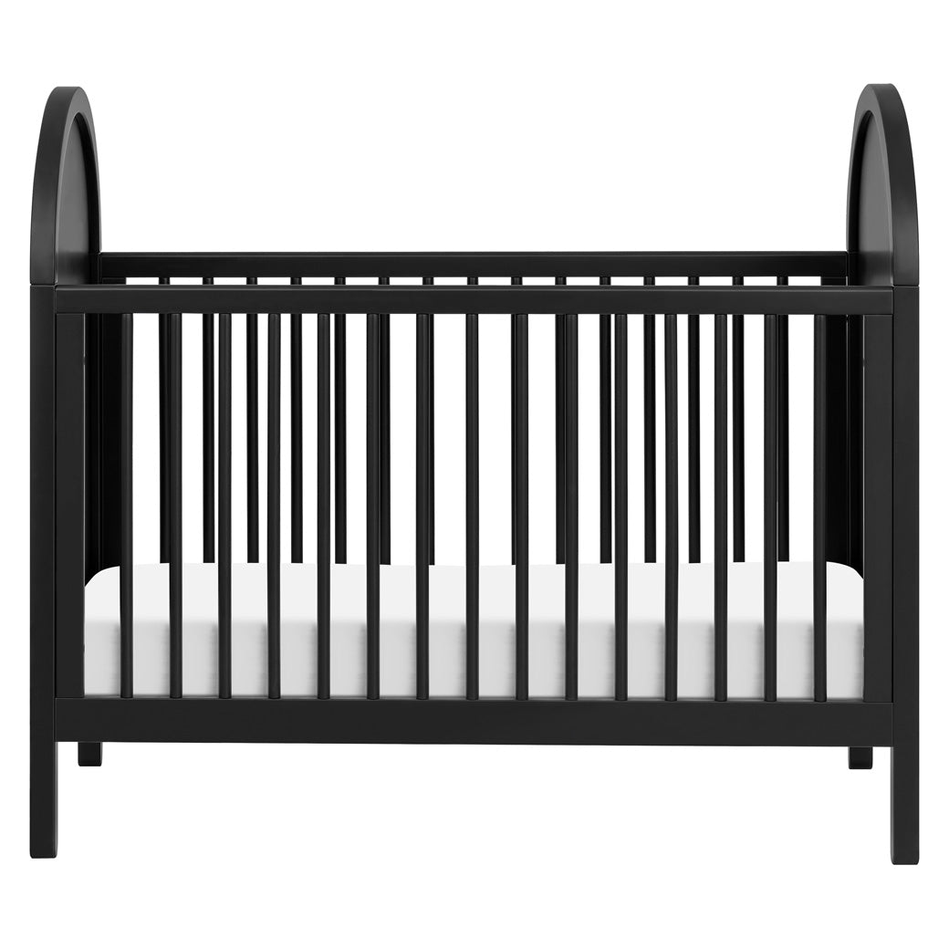 Front view of Babyletto Bondi Cane 3-in-1 Convertible Crib in -- Color_Black with Natural Cane