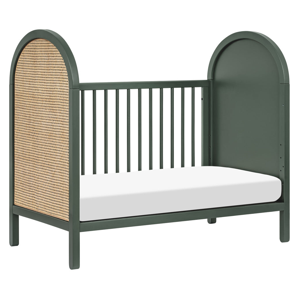 Babyletto Bondi Cane 3-in-1 Convertible Crib as daybed in -- Color_Forest Green with Natural Cane