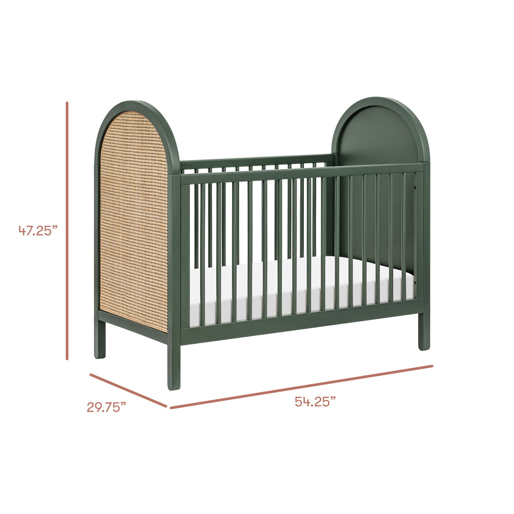 Dimensions of Babyletto Bondi Cane 3-in-1 Convertible Crib in -- Color_Forest Green with Natural Cane