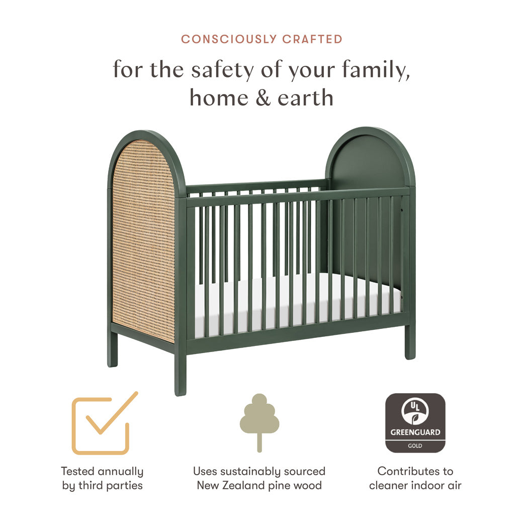 Certifications of Babyletto Bondi Cane 3-in-1 Convertible Crib in -- Color_Forest Green with Natural Cane
