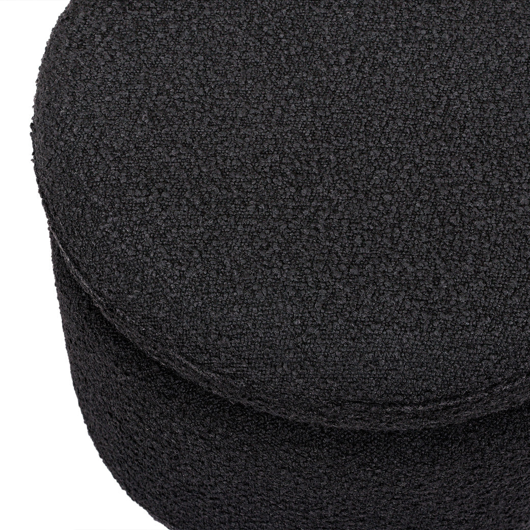 Closeup of The Babyletto Enoki Storage Ottoman in --Color_Black Boucle