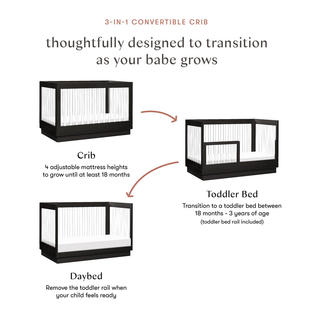 Harlow 3-in-1 Convertible Crib with Toddler Bed Conversion Kit