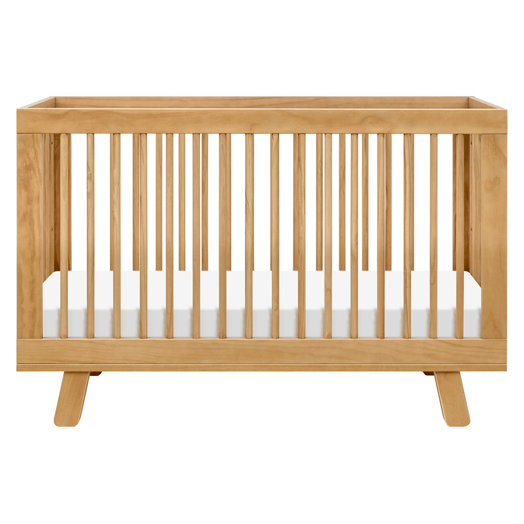 Front view of Babyletto Hudson 3-in-1 Convertible Crib And Toddler Rail in -- Color_Honey