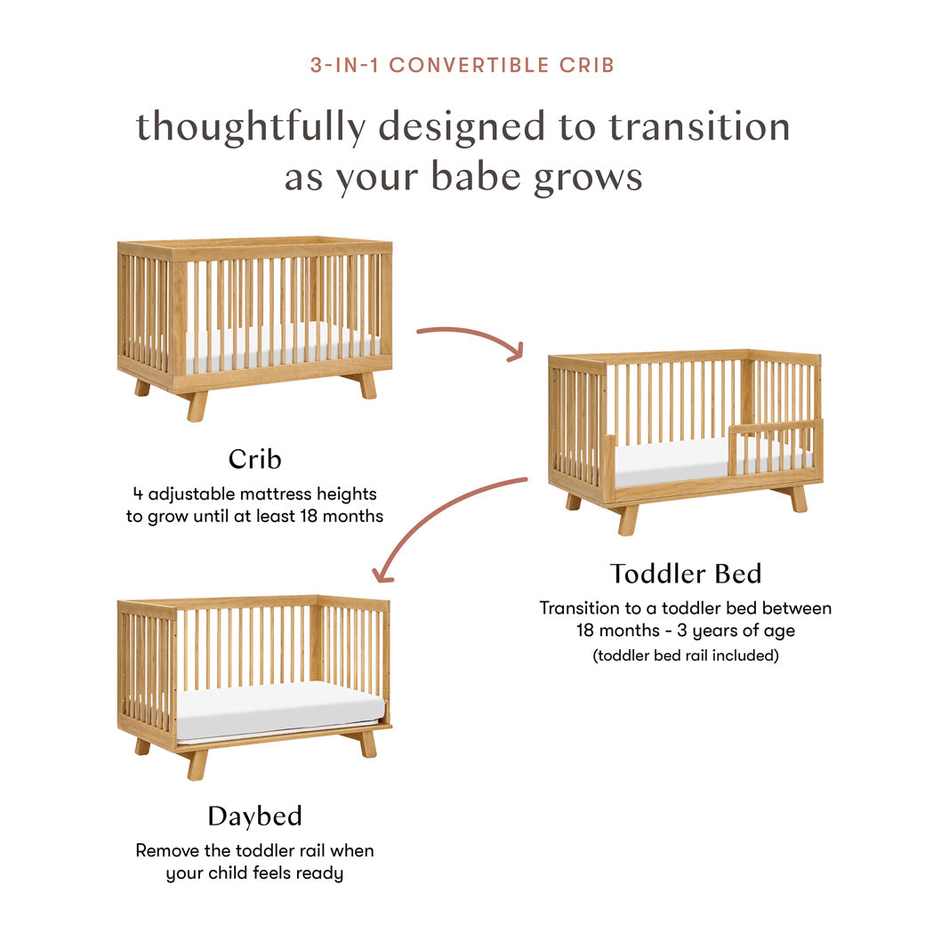 Conversions of Babyletto Hudson 3-in-1 Convertible Crib And Toddler Rail in -- Color_Honey