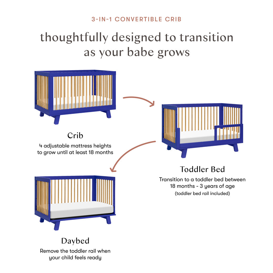 Hudson 3-in-1 Convertible Crib + Toddler Rail