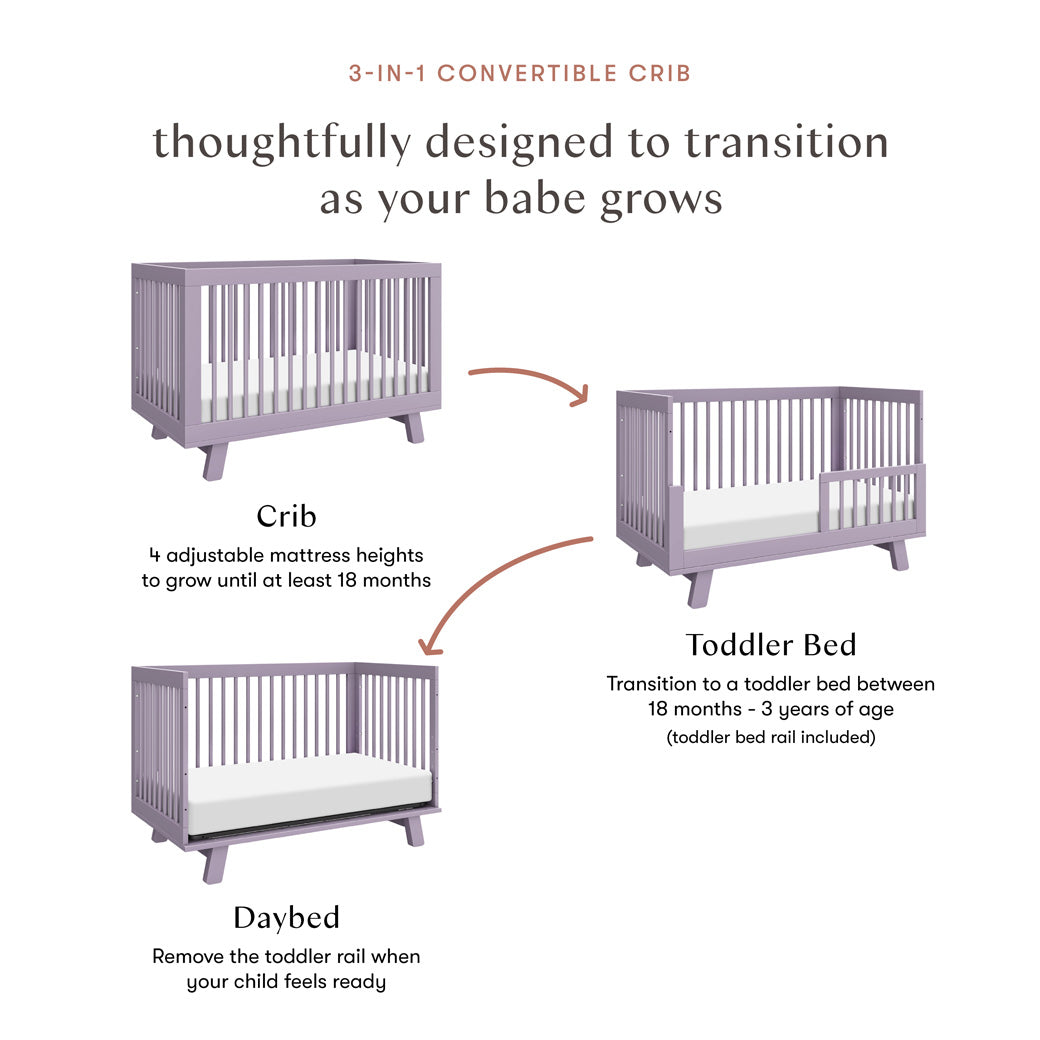 Hudson 3-in-1 Convertible Crib + Toddler Rail