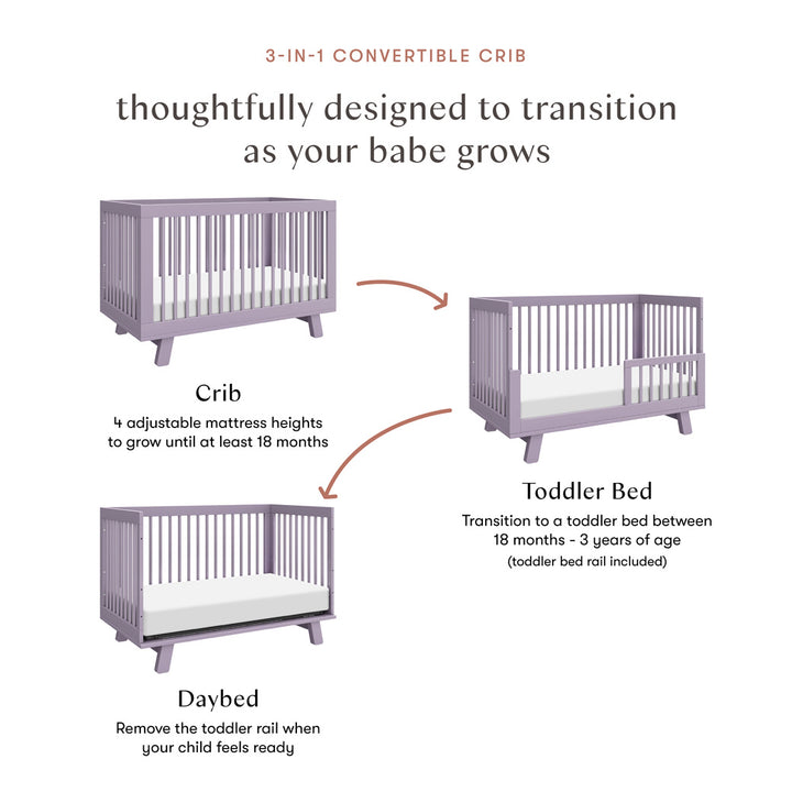 Hudson 3-in-1 Convertible Crib + Toddler Rail