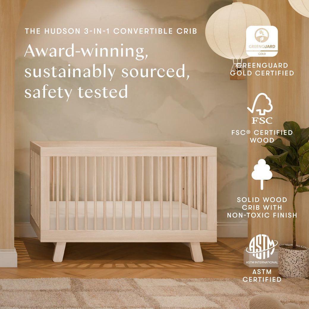 Hudson 3-in-1 Convertible Crib + Toddler Rail