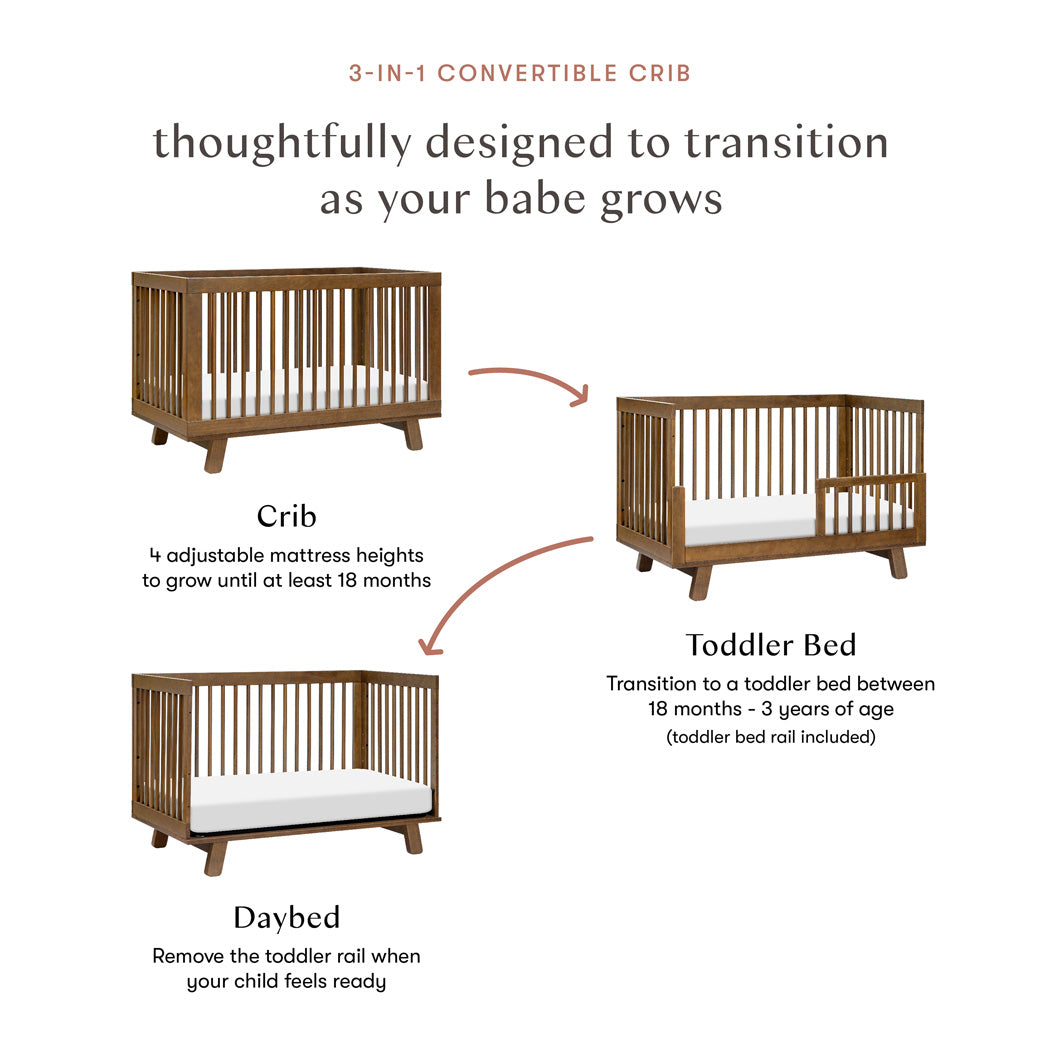 Hudson 3-in-1 Convertible Crib + Toddler Rail