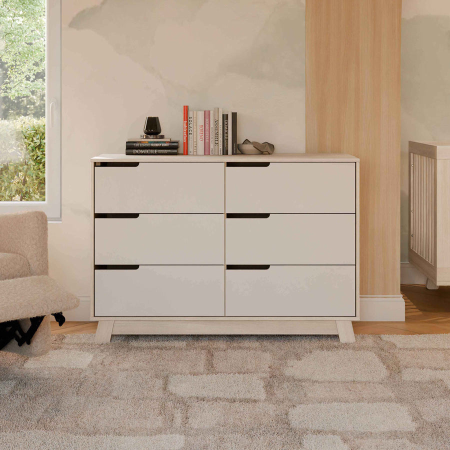 Hudson 6 Drawer Double Dresser Babyletto Washed Natural/White Hudson 6 Drawer Double Dresser Babyletto Washed Natural/White