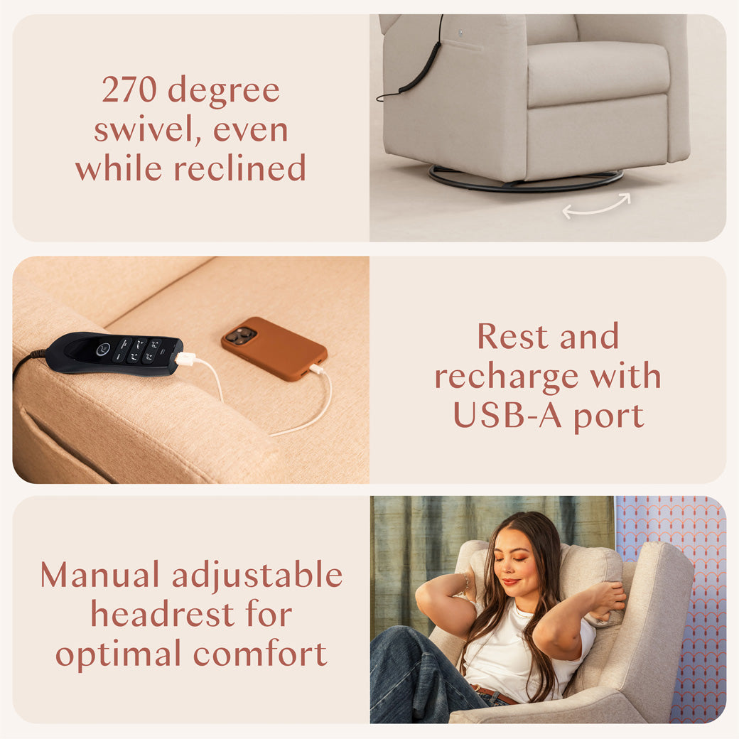 Kiwi Deluxe Power Recliner and Swivel Glider with Heat and Massage