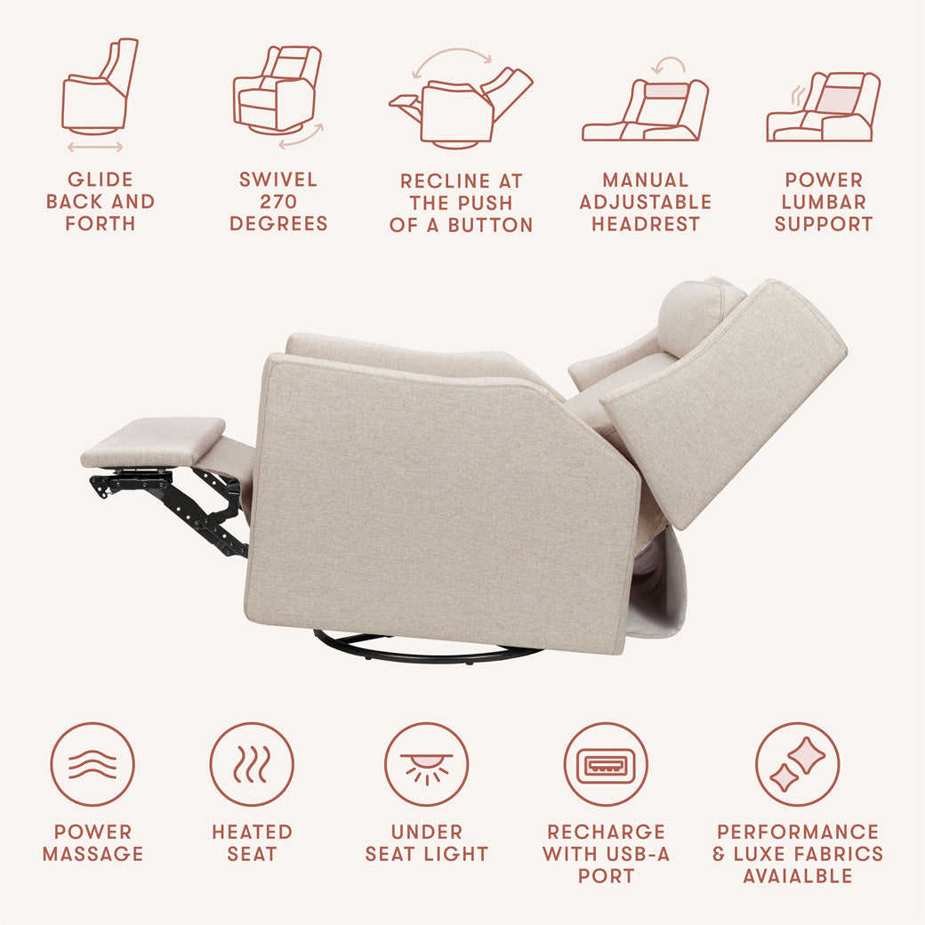 Kiwi Deluxe Power Recliner and Swivel Glider with Heat and Massage