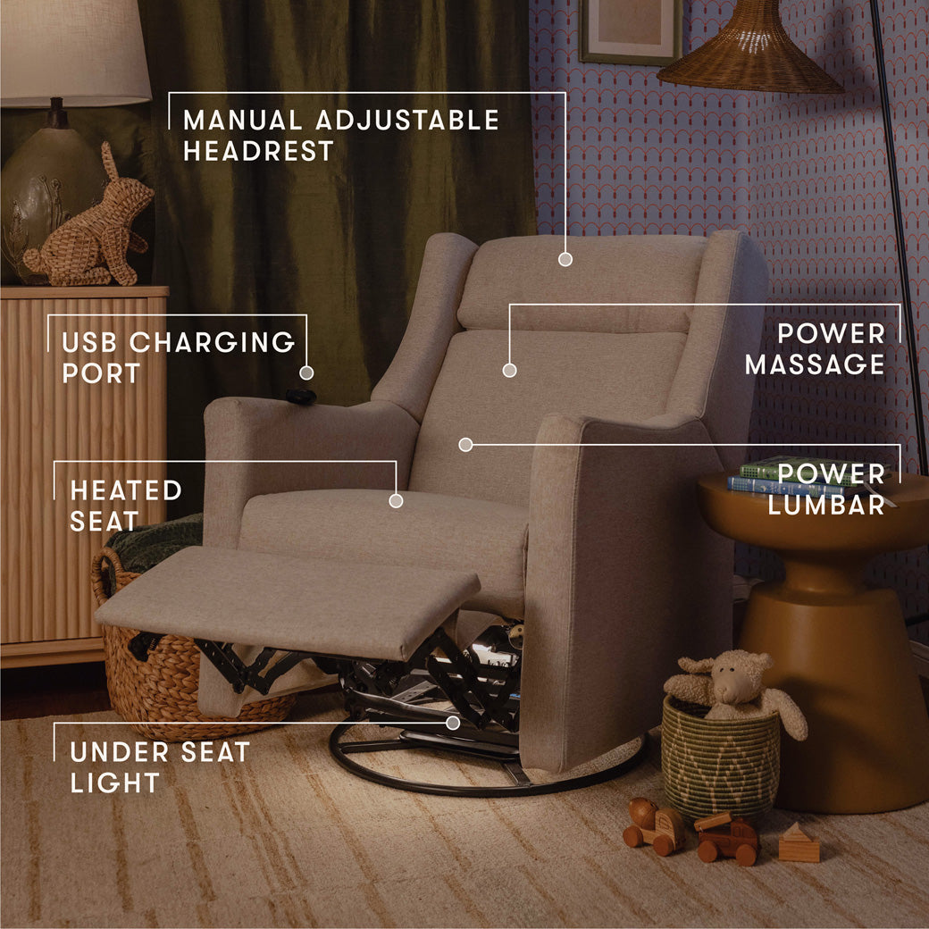 Kiwi Deluxe Power Recliner and Swivel Glider with Heat and Massage