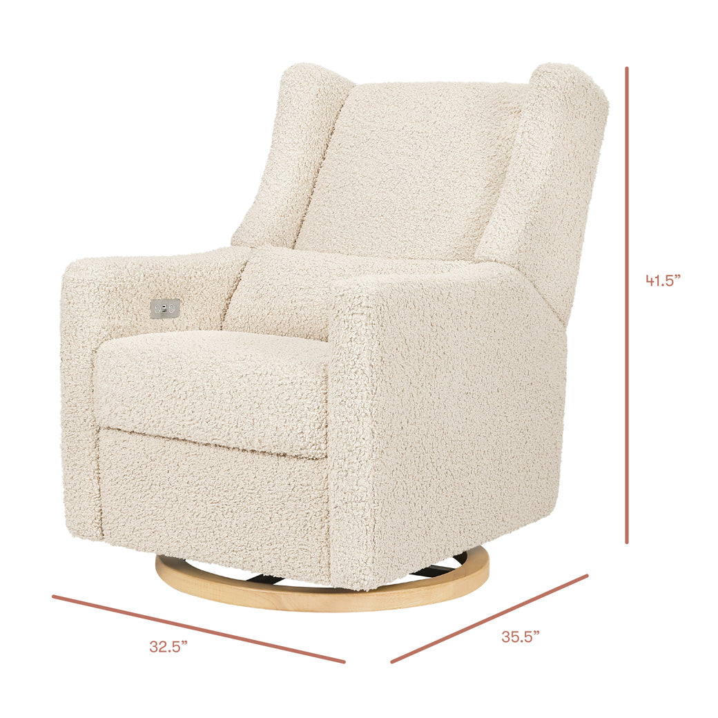 Dimensions of Babyletto Kiwi Glider Recliner in -- Color_Almond Teddy Loop with Light Wood Base