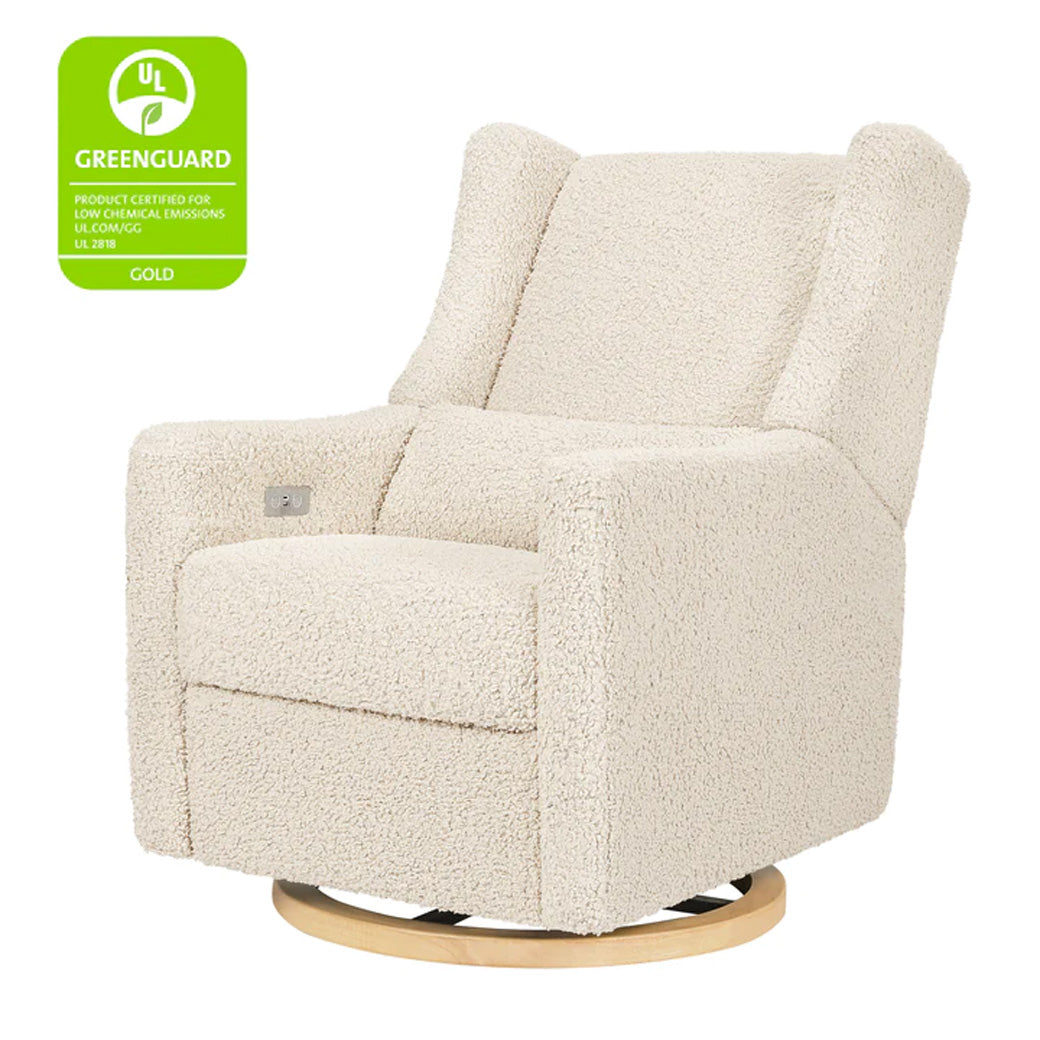 Babyletto Kiwi Glider Recliner with GREENGUARD Gold tagin -- Color_Almond Teddy Loop with Light Wood Base