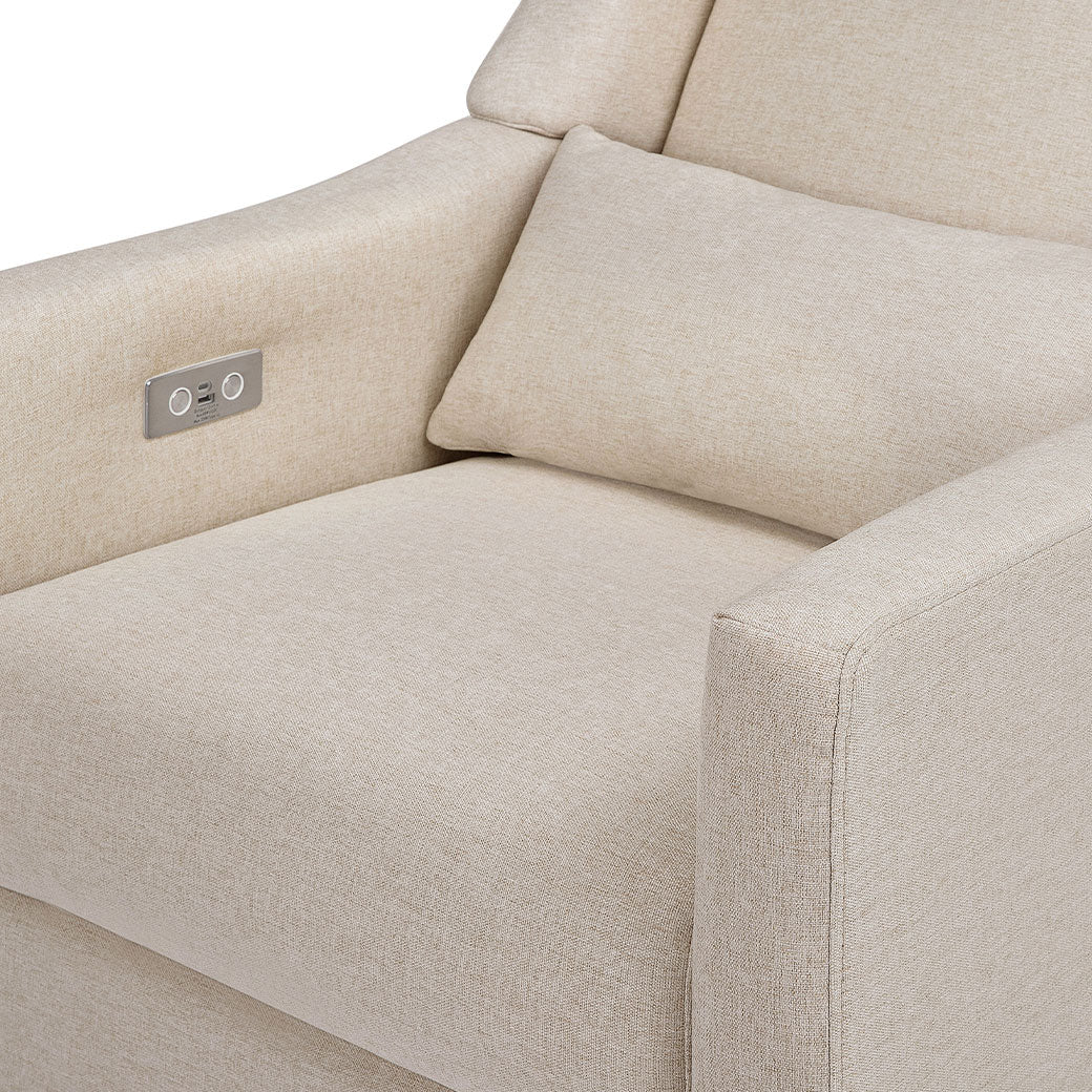 Babyletto Kiwi Glider Recliner seat closeup in -- Color_Performance Beach Eco-Weave