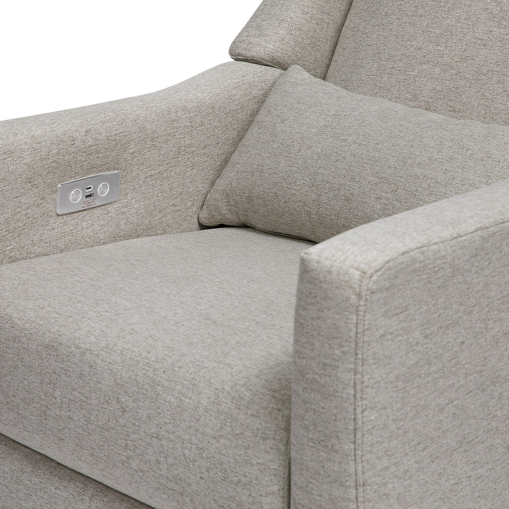Babyletto Kiwi Glider Recliner seat closeup in -- Color_Performance Grey Eco-Weave