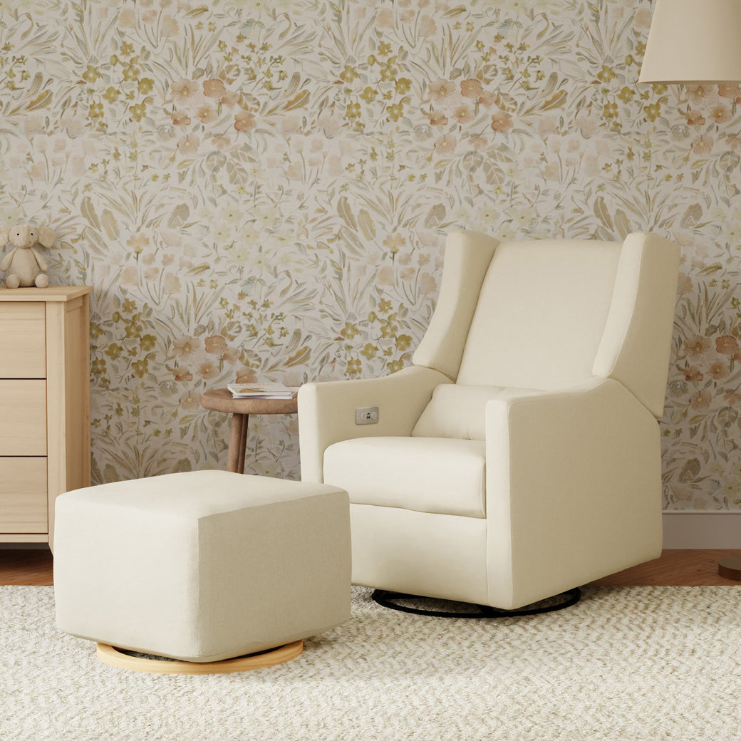 Babyletto Kiwi Glider Recliner with an Kiwi ottoman  in -- Color_Performance Cream Eco-Weave