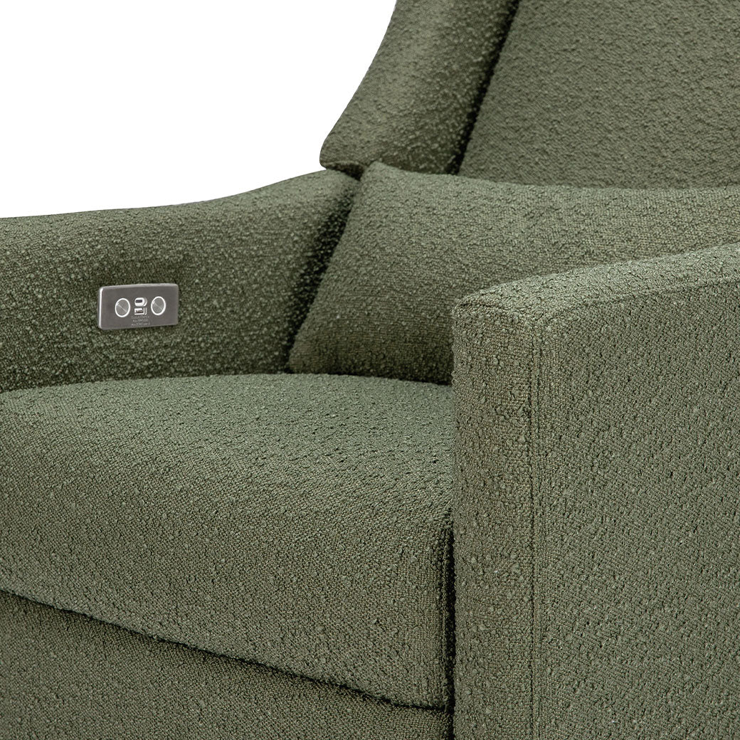 Babyletto Kiwi Glider Recliner seat closeup in -- Color_Olive Boucle With Light Base