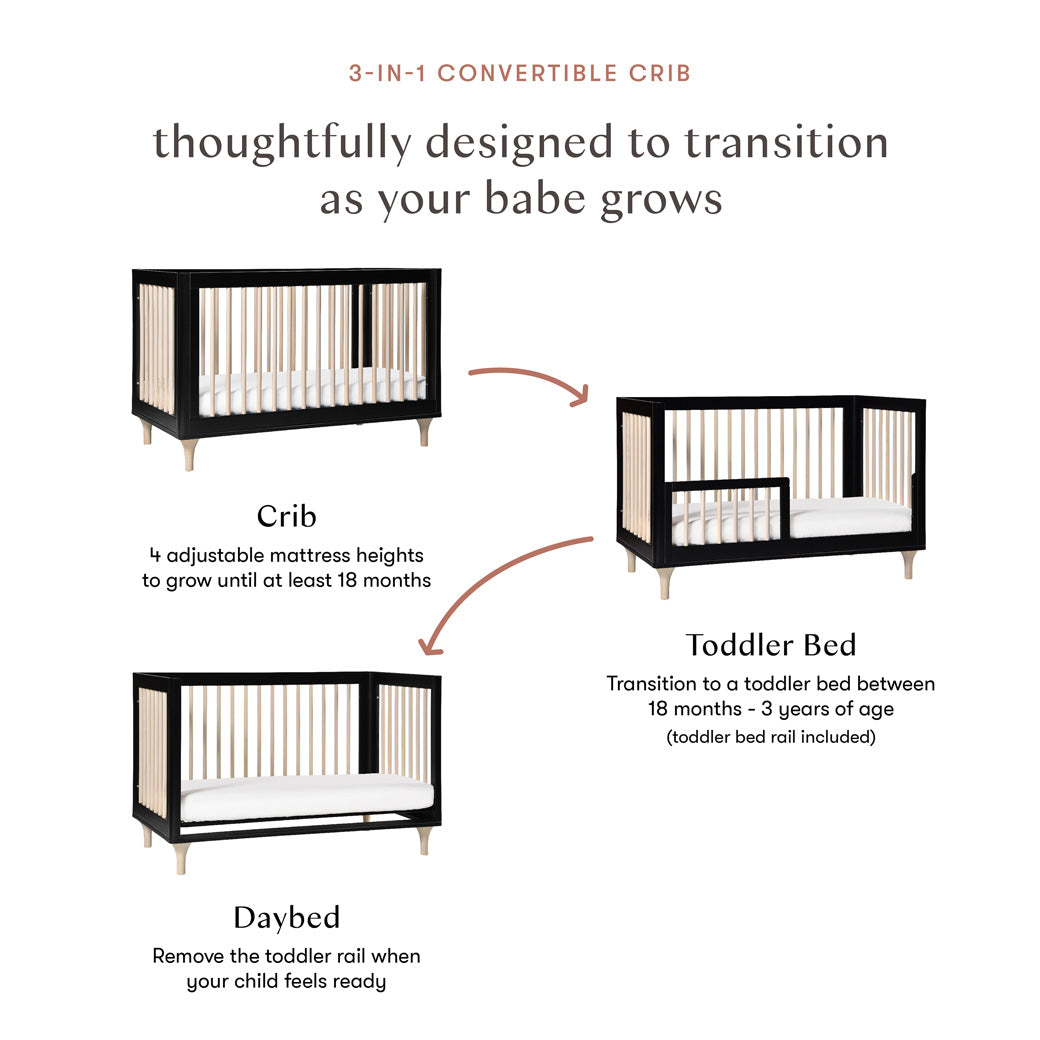 Conversion features of Babyletto Lolly 3-in-1 Crib in -- Color_Black
