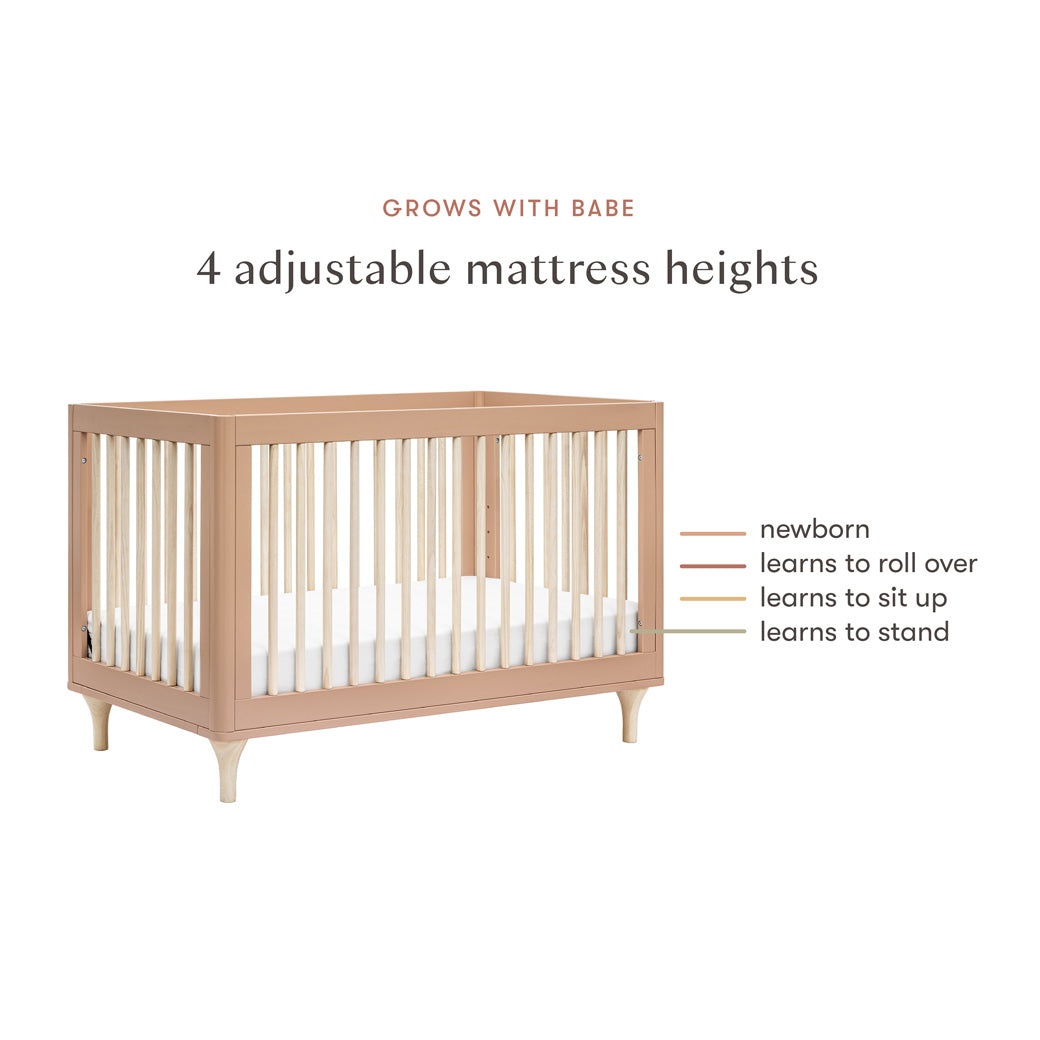 Mattress heights of Babyletto Lolly 3-in-1 Crib in -- Color_Canyon