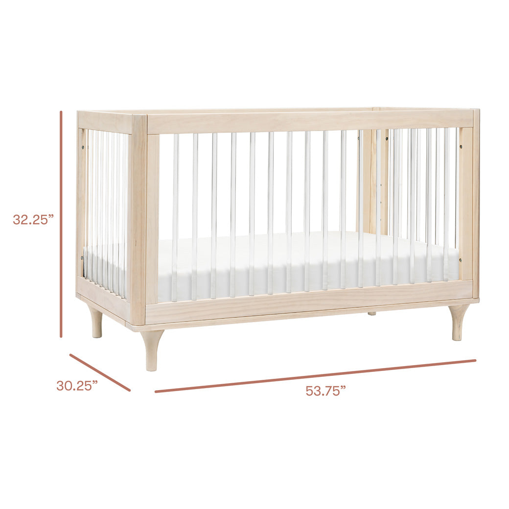 Dimensions of Babyletto Lolly 3-in-1 Convertible Crib in -- Color_Washed Natural / Acrylic