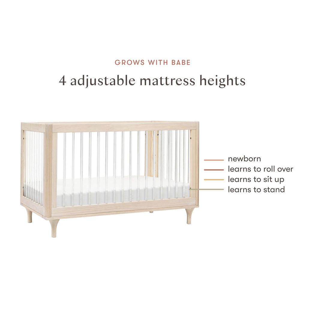 Mattress heights of Babyletto Lolly 3-in-1 Convertible Crib in -- Color_Washed Natural / Acrylic