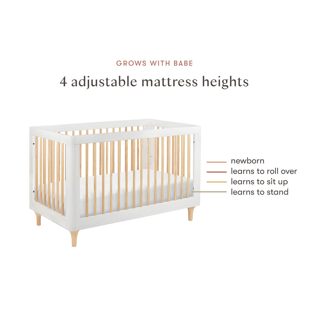 Mattress height features Babyletto Lolly 3-in-1 Convertible Crib in -- Color_White