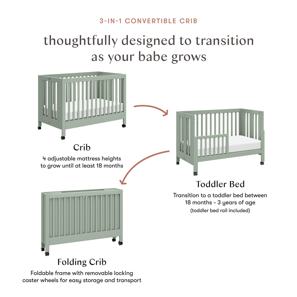 Maki Portable Folding Crib + Conversion Kit