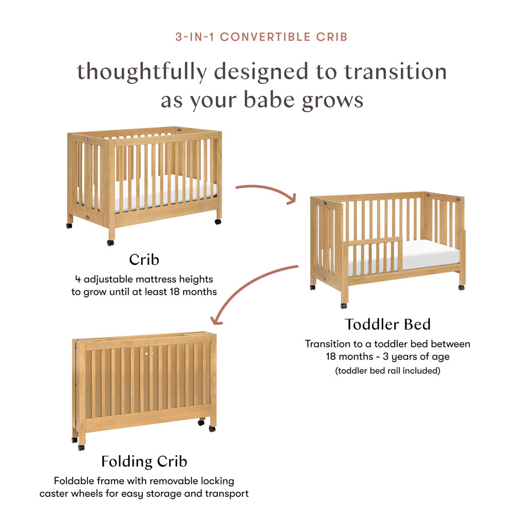Maki Portable Folding Crib + Conversion Kit