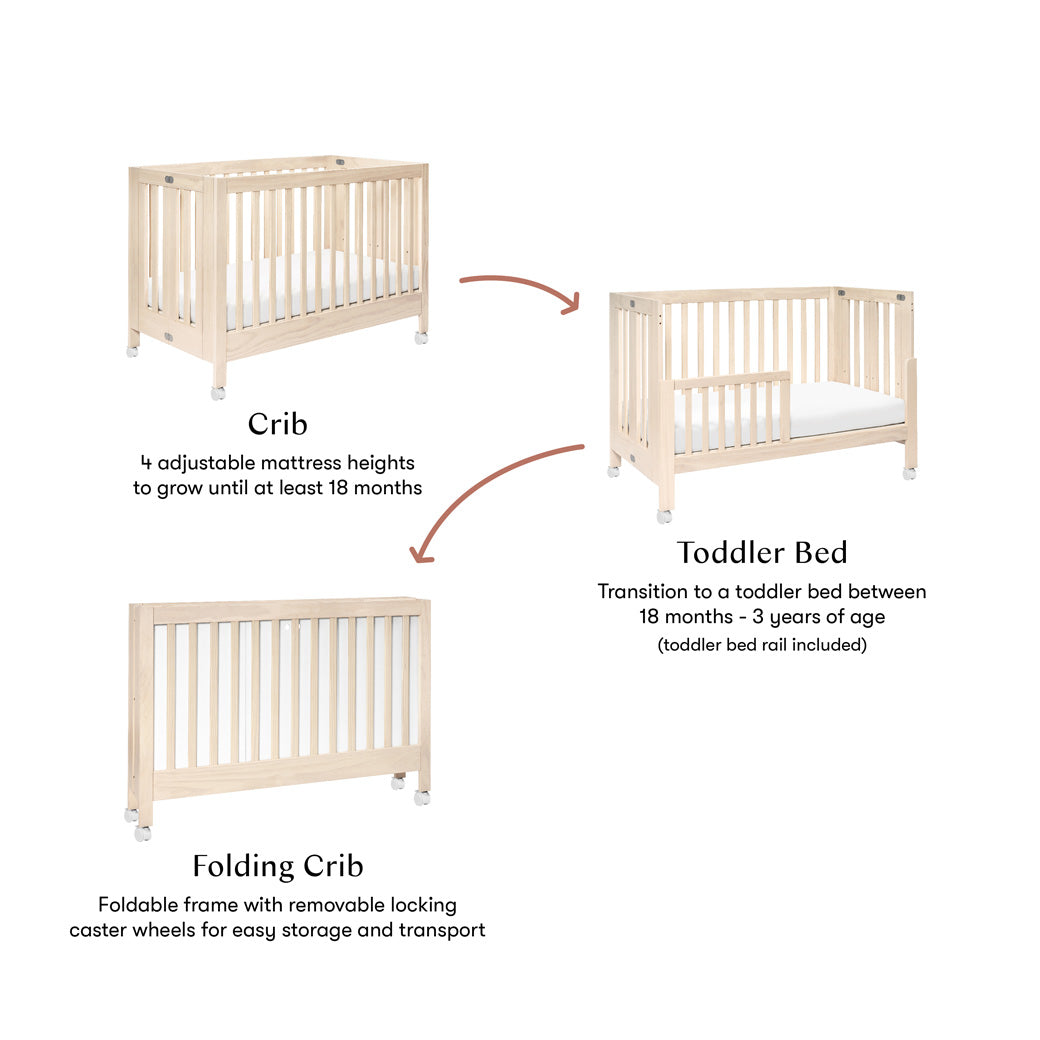 Maki Portable Folding Crib + Conversion Kit