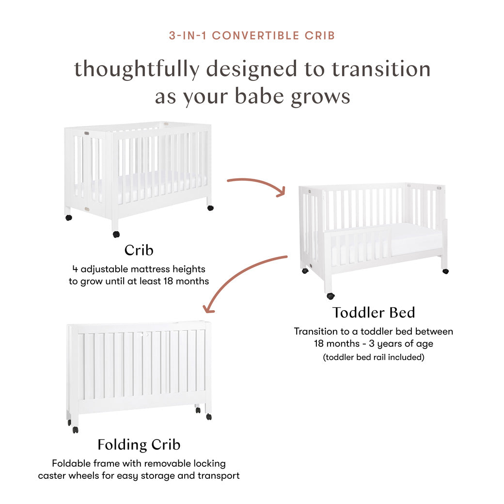 Maki Portable Folding Crib + Conversion Kit