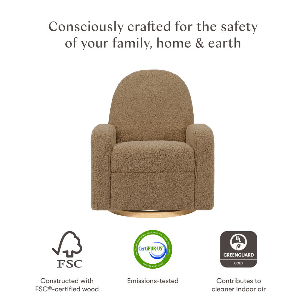 Certifications of the Babyletto Nami Glider Recliner in -- Color_Cortado Shearling with Light Wood Base