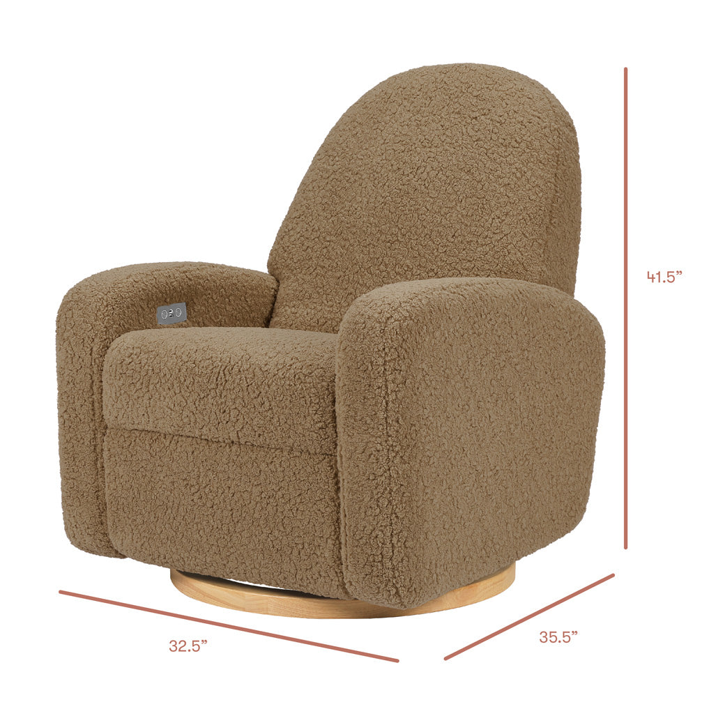 Dimensions of Babyletto Nami Glider Recliner in -- Color_Cortado Shearling with Light Wood Base