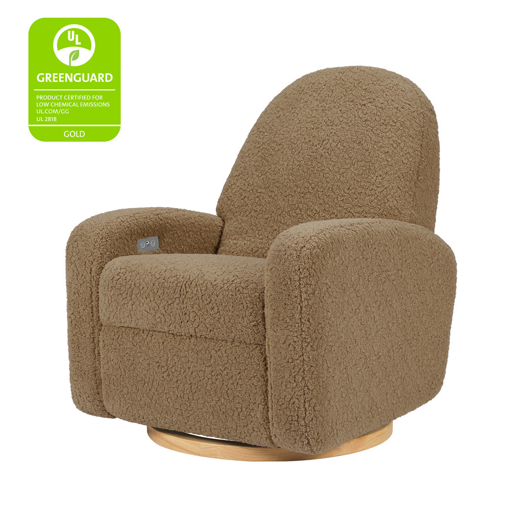 The Babyletto Nami Glider Recliner with GREENGUARD Gold tag  in -- Color_Cortado Shearling with Light Wood Base