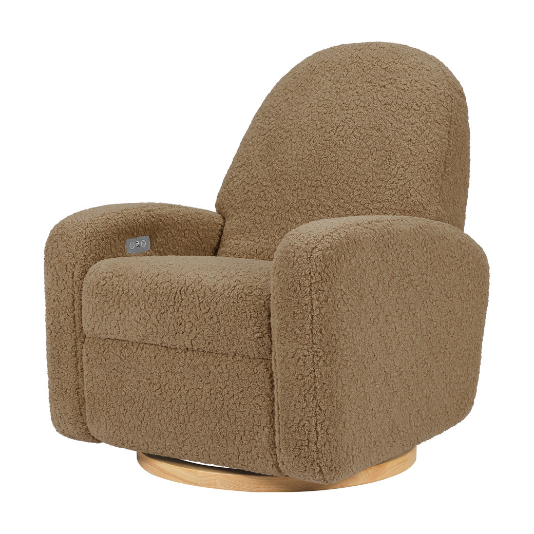 The Babyletto Nami Glider Recliner in -- Color_Cortado Shearling with Light Wood Base