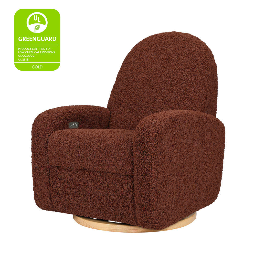 The Babyletto Nami Glider Recliner with GREENGUARD Gold tag  in -- Color_Rouge Teddy Loop with Light Wood Base