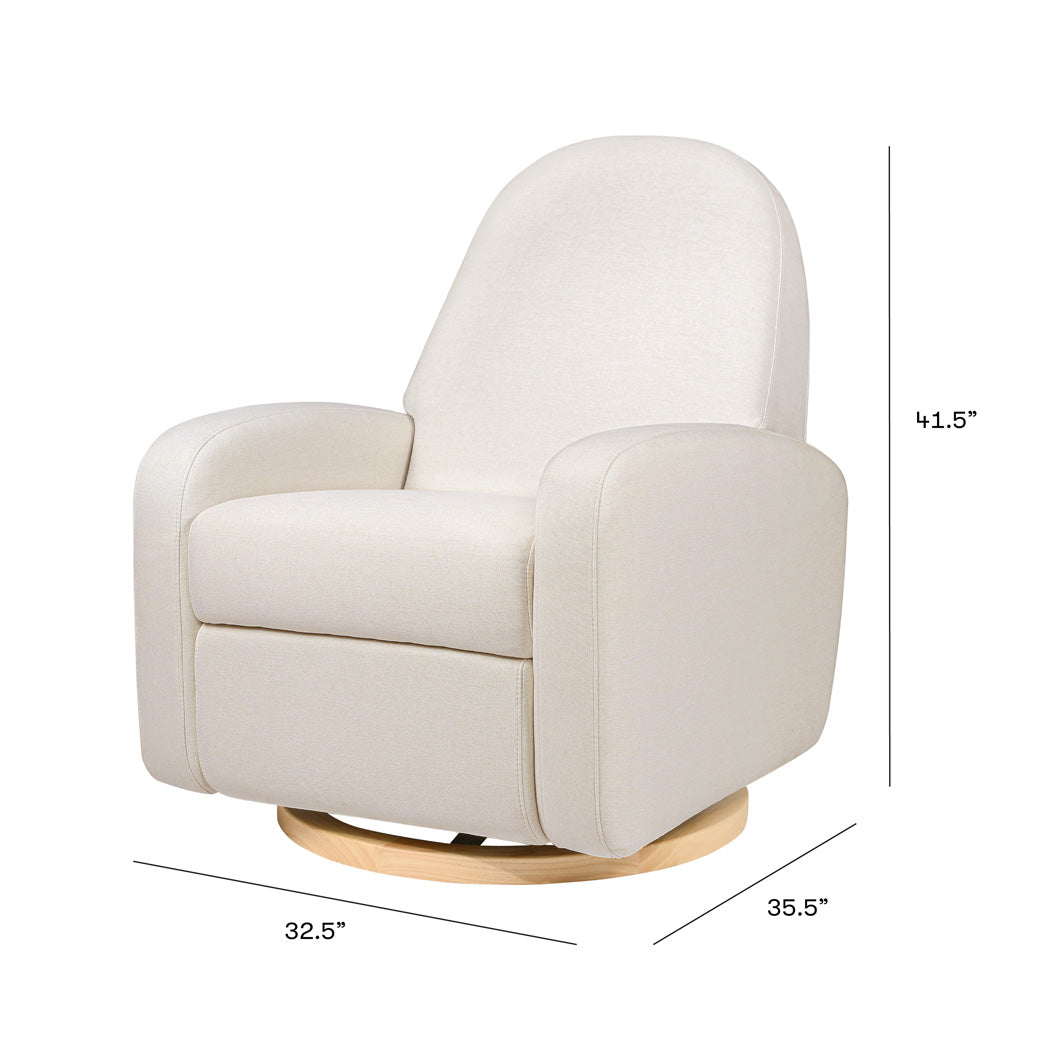 Dimensions of the Babyletto Nami Glider Recliner in -- Color_Performance Cream Eco-Weave with Light Wood Base