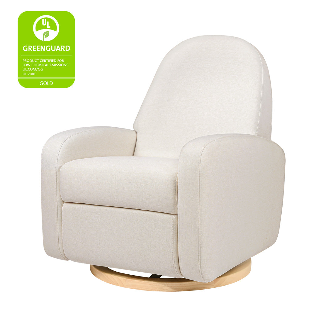 Babyletto Nami Glider Recliner with GREENGUARD Gold tag in -- Color_Performance Cream Eco-Weave with Light Wood Base