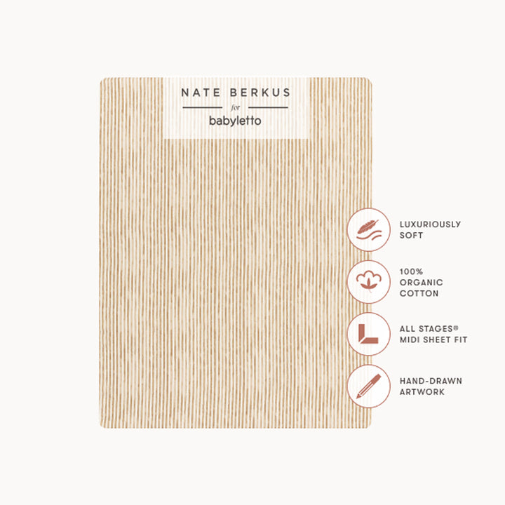 All-Stages Midi Crib Sheet in GOTS Certified Organic Brushed Cotton