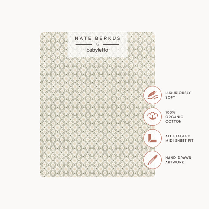 All-Stages Midi Crib Sheet in GOTS Certified Organic Brushed Cotton