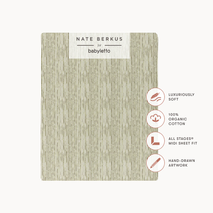All-Stages Midi Crib Sheet in GOTS Certified Organic Brushed Cotton