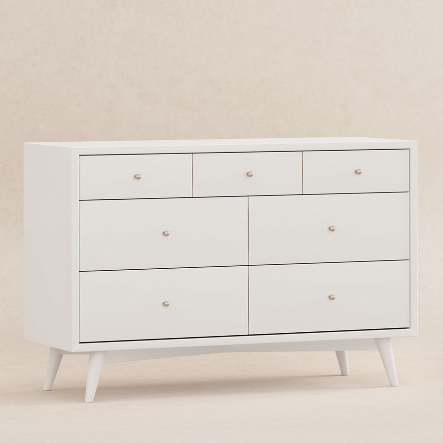 midcentury modern white dresser Babyletto Palma 7-Drawer Assembled Double Dresser White