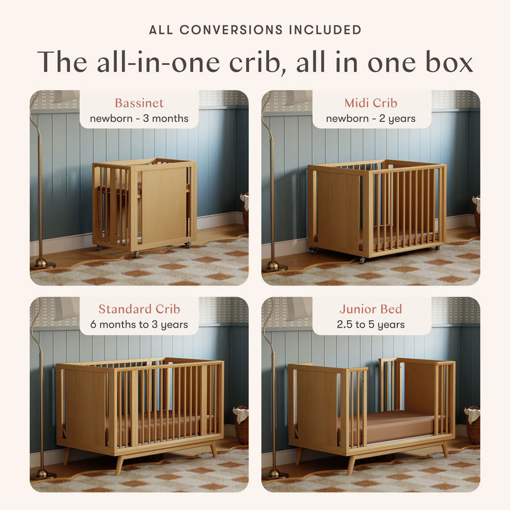 Palma 8-in-1 Convertible All-Stages Crib with Bassinet & Toddler Bed Kits