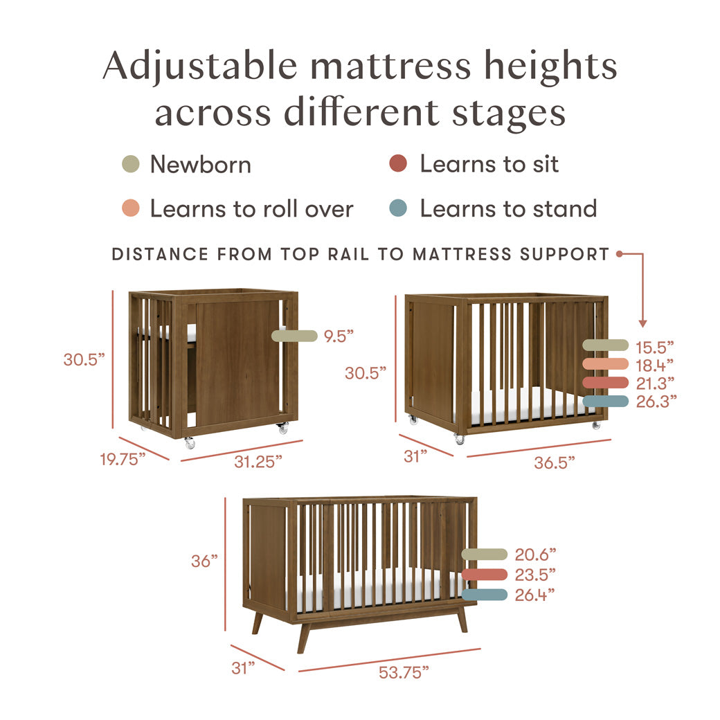 Palma 8-in-1 Convertible All-Stages Crib with Bassinet & Toddler Bed Kits