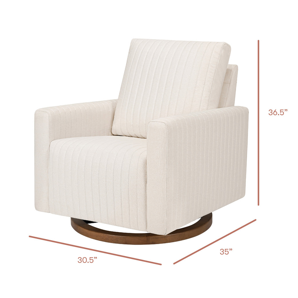 Dimensions of Babyletto Poe Channeled Swivel Glider in -- Color_Performance Cream Eco-Weave with Dark Wood Base