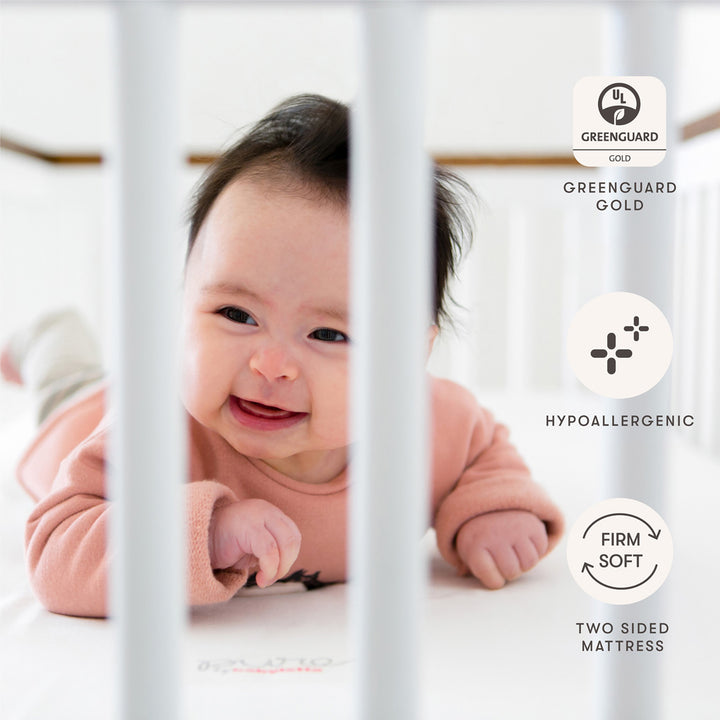 Pure Core 2-Stage Mini Crib Mattress + Hybrid Quilted Waterproof Cover
